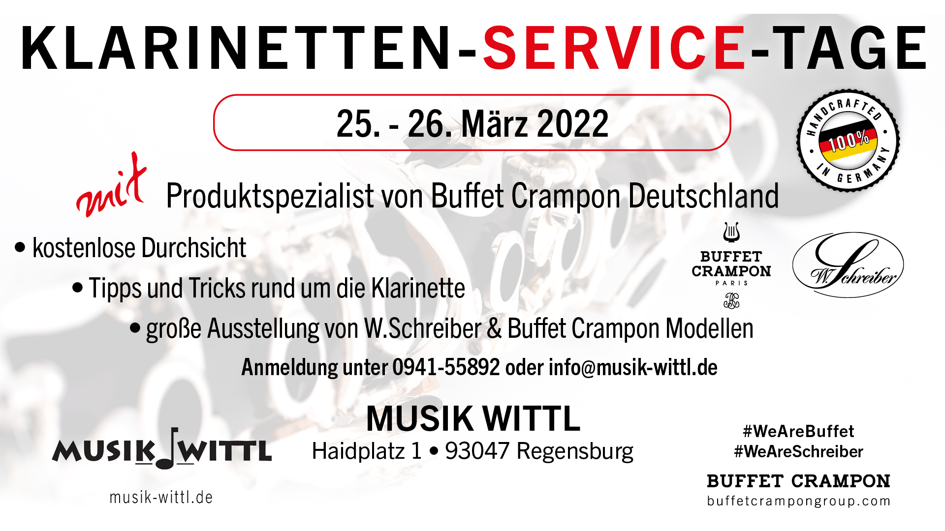 Klarinetten Service Tage | 25. / 26.03.2022 Regensburg