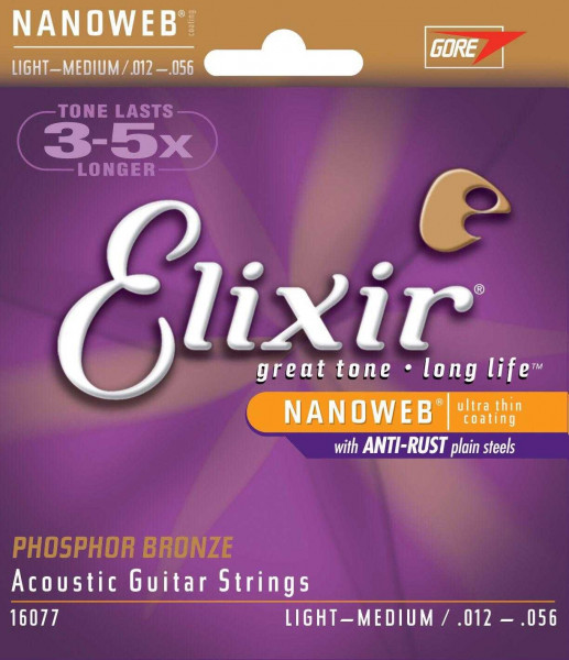Elixir 16077 Nanoweb W-Gitarre 012-056 Light Medium