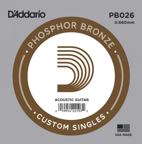 D'Addario PB026 Phosphor Bronze Wound Einzelsaite