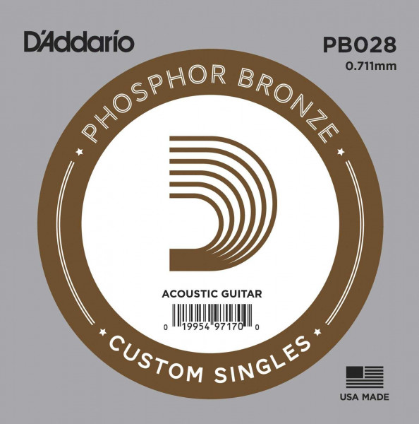 D'Addario PB028 Phosphor Bronze Wound Einzelsaite