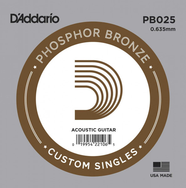 D'Addario PB025 Phosphor Bronze Wound Einzelsaite